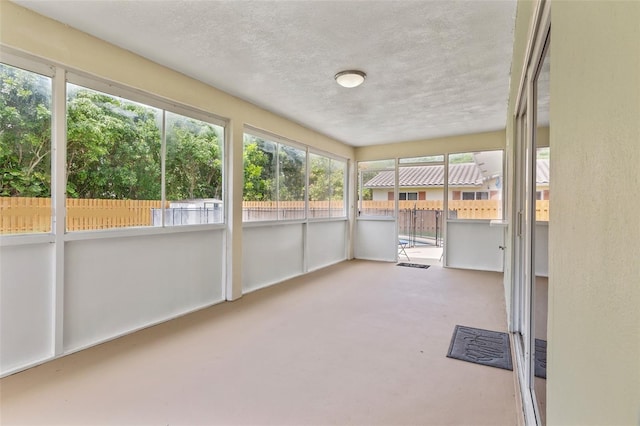 view of unfurnished sunroom