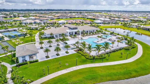 bird's eye view featuring a water view