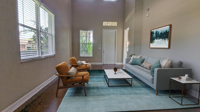 living room with hardwood / wood-style flooring