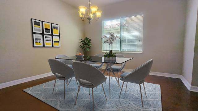 dining space with a notable chandelier