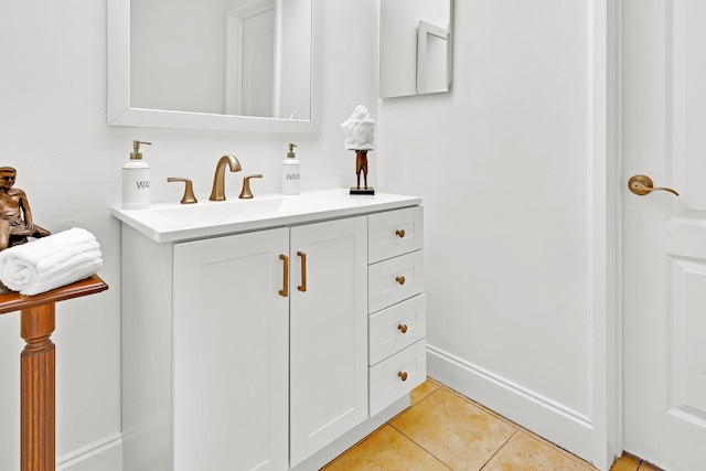 bathroom with vanity and tile patterned floors