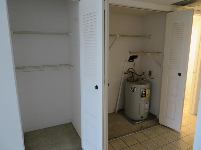 utility room with electric water heater