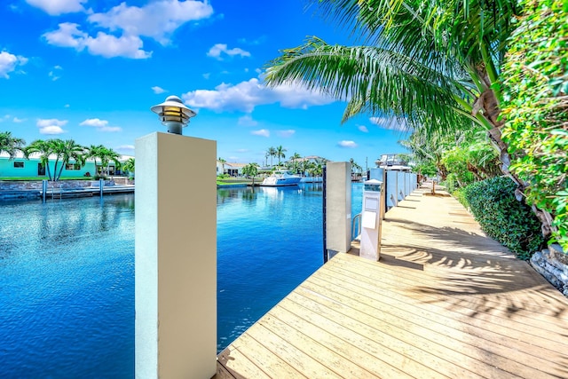 view of dock featuring a water view