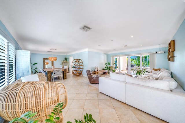 view of tiled living room