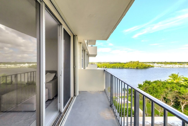 balcony with a water view