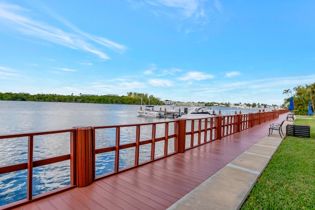 view of dock featuring a water view