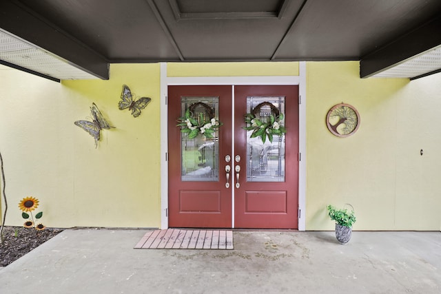 view of exterior entry with french doors