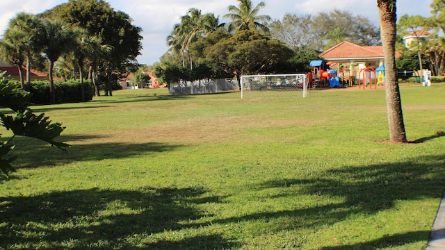 view of yard featuring playground community