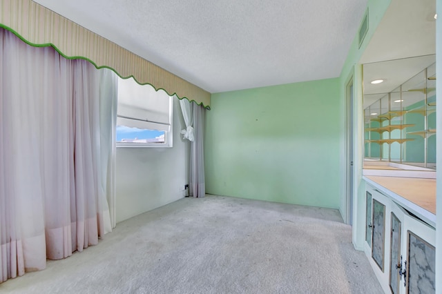 spare room with carpet and a textured ceiling