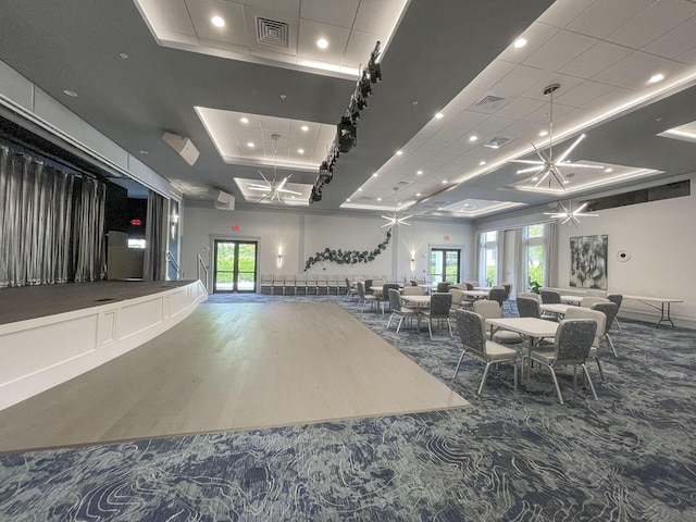 community lobby with recessed lighting