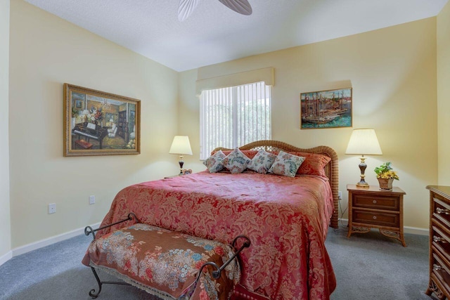 bedroom with carpet flooring and ceiling fan