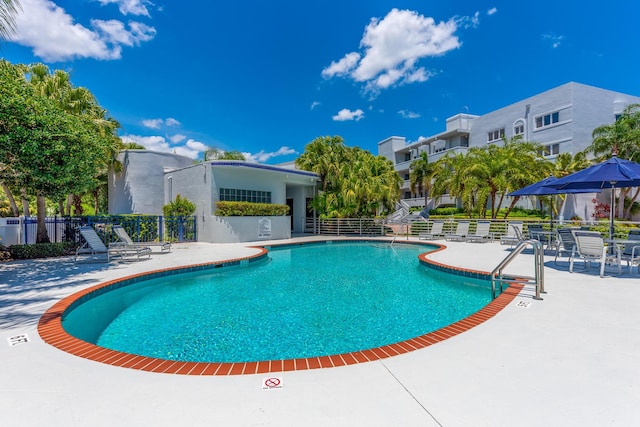 view of pool featuring a patio