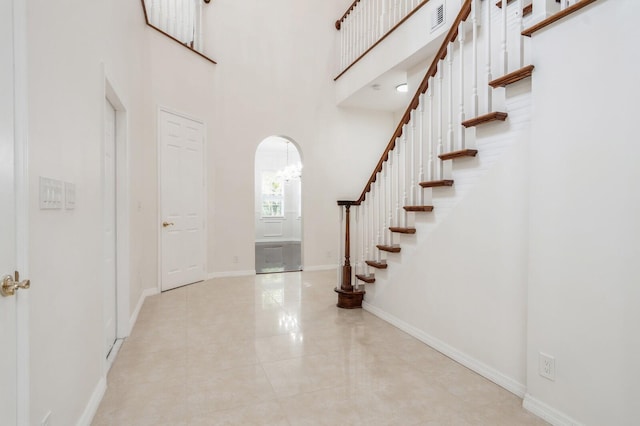 foyer with a high ceiling