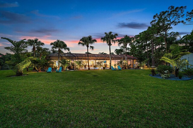 view of yard featuring a lanai