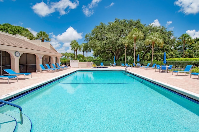 view of pool with a patio area