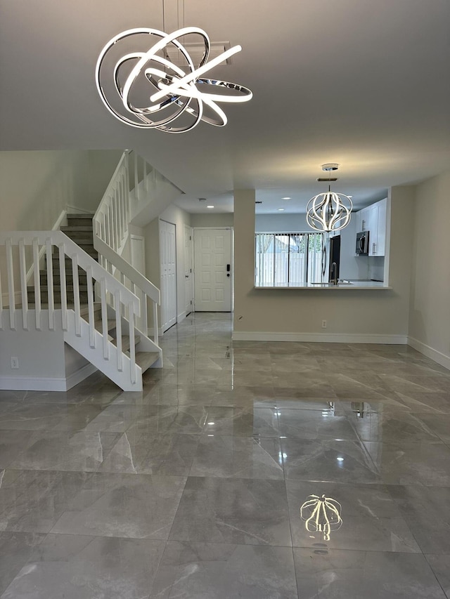 interior space featuring an inviting chandelier