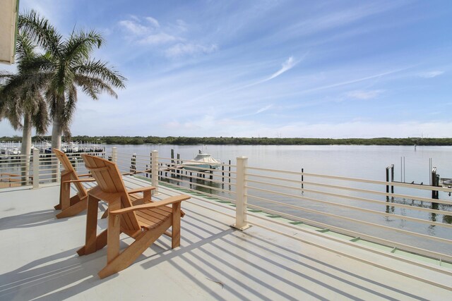 dock area featuring a water view