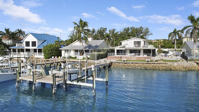 dock area featuring a water view