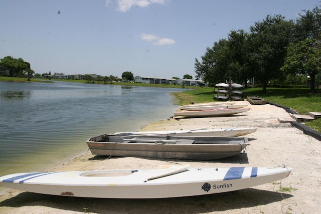 exterior space featuring a water view