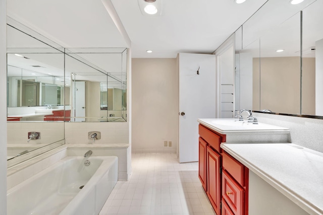 bathroom featuring vanity and a bathtub