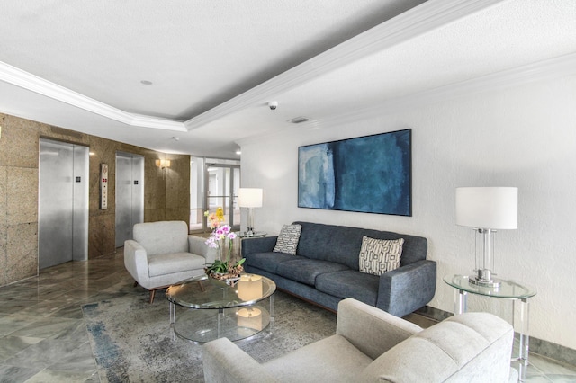 3475 S Ocean Blvd Unit 2160, Palm Beach, FL 33480 - living room featuring elevator and ornamental molding