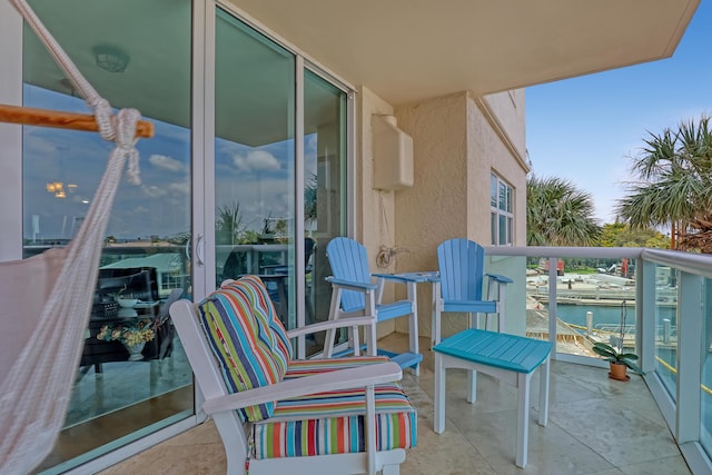 balcony with a water view