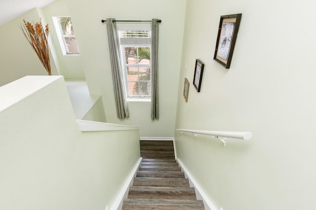 stairs with wood-type flooring