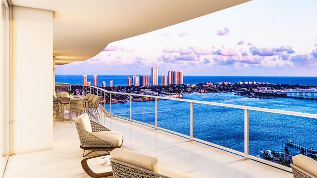 balcony with a water view