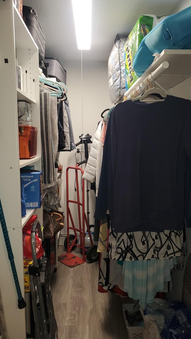 walk in closet featuring hardwood / wood-style flooring