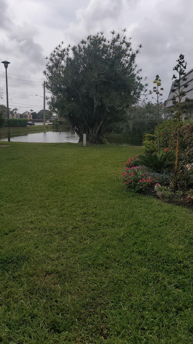 view of yard featuring a water view