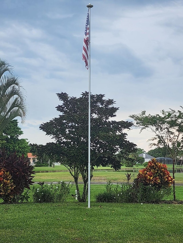 view of property's community with a yard