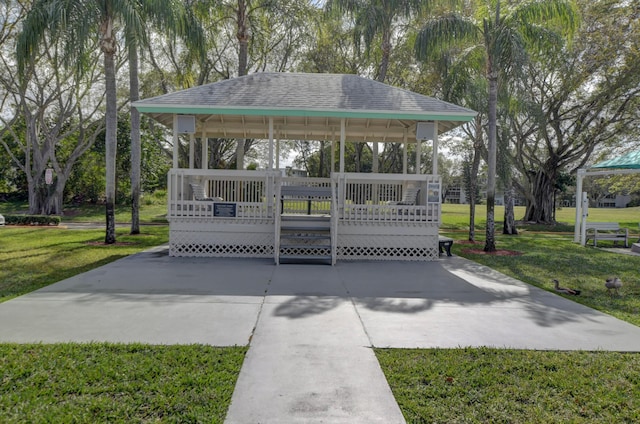 view of home's community featuring a gazebo and a lawn