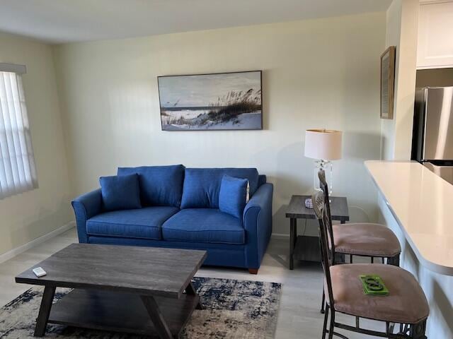 living room with light hardwood / wood-style floors