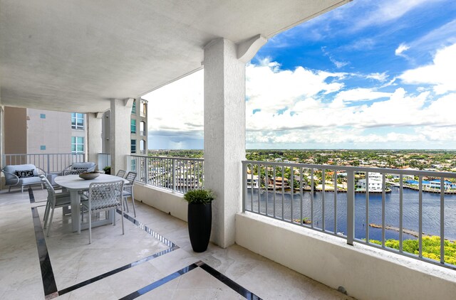 balcony with a water view