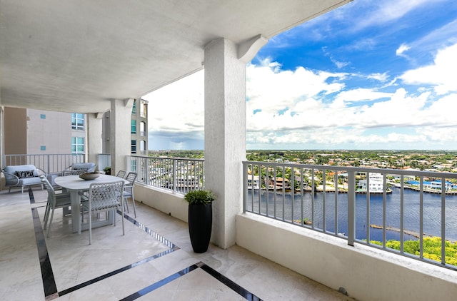 balcony with a water view