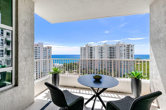 balcony with a water view