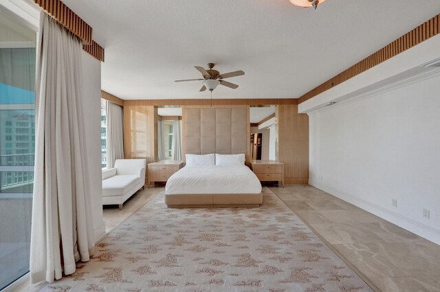 bedroom featuring ceiling fan