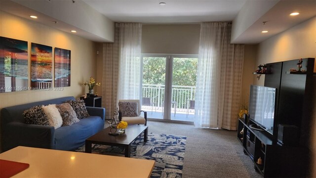 living room with carpet floors