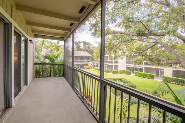 view of unfurnished sunroom