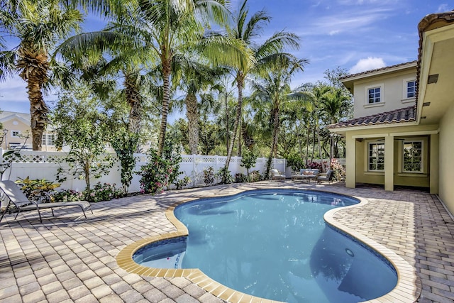 view of pool featuring a patio area and a jacuzzi