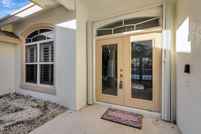 doorway to property with french doors