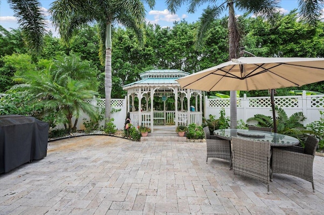 view of patio / terrace featuring a gazebo