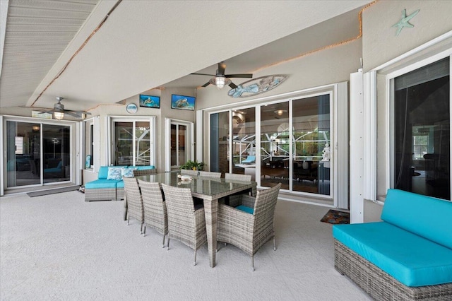 view of patio / terrace with ceiling fan and an outdoor hangout area