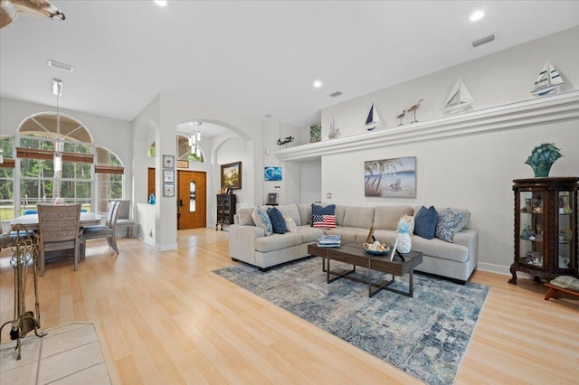 living room featuring light hardwood / wood-style floors