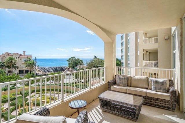 balcony with a water view