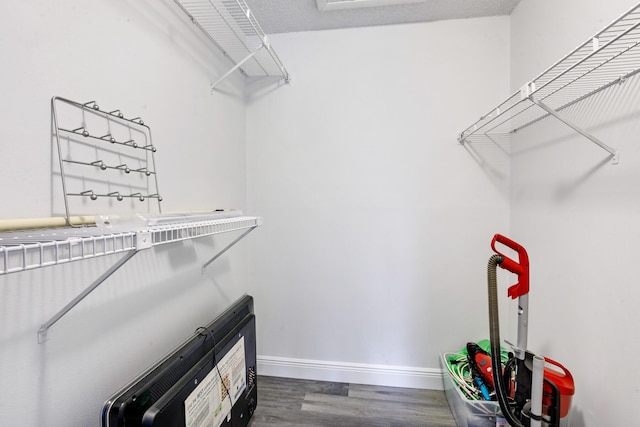 spacious closet featuring dark wood finished floors