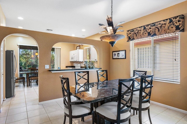 view of tiled dining area