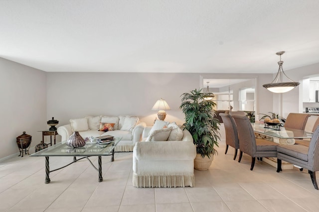 view of tiled living room