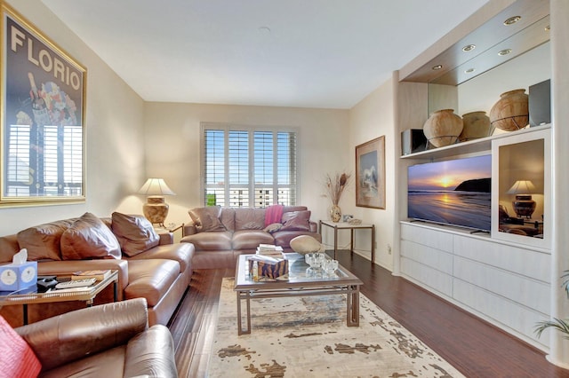 living room with wood finished floors