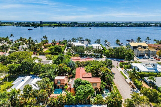 bird's eye view featuring a water view